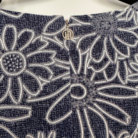 Tommy Hilfiger | Blue and White Fit and Flare Midi Summer Dress | Sheer Dress - Picture 7 of 9